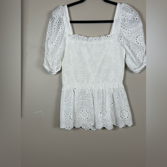 Promesa small white14-1/2 p2p w stretch 25” length puff sleeve smoked babydoll - Picture 2 of 6